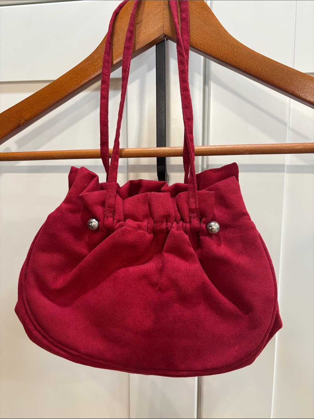 Red Drawstring Clutch Bag